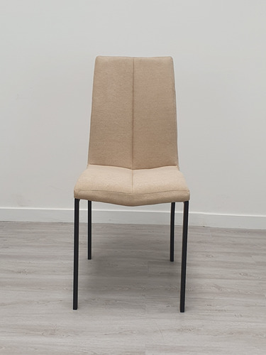 Sillas Comedor Tapizadas En Lino Y Base Negra X 2 Lino Negro Beige