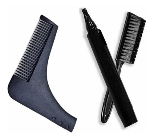 Set Lapiz Marcador Rellena Barba Cepillo Y Plantilla Guia