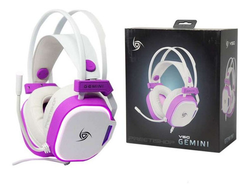 Audifono Vsg Gemini Blanco Con Rosa, Rgb Alámbrico 3.5mm