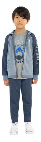 Hurley Kids' 3 Piece Set Tee, Hoodie, Jogger, Blue, 4t Ssa