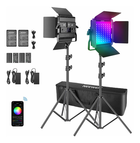 Neewer Rgb Led Kit Bateria Video Control App Cri ° Todo