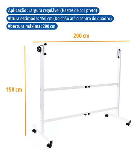 Lousa Quadro Branco 120x90 Cm Moldura Madeira + Suporte Com Rodas E Itens