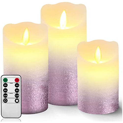 Velas Led Sin Llama De Color Rosa Control Remoto Y Temp...