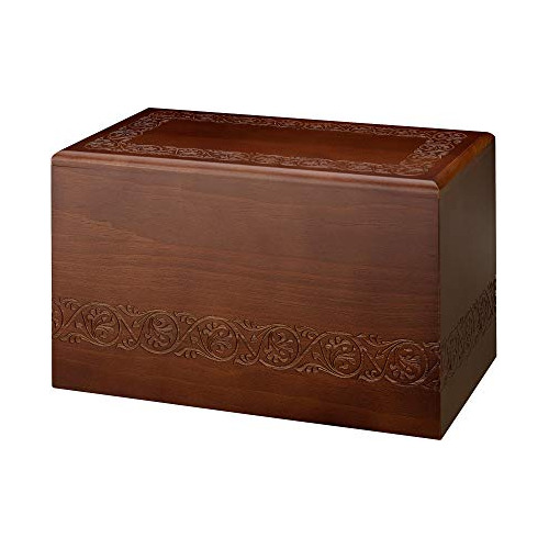 Caja De Cremación Grabada Madera, Capacidad De 294 Pul...