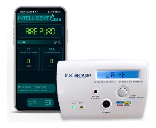 Detector Dual Gas/monóxido Intelligentgas Wifi/bluetooth/iot