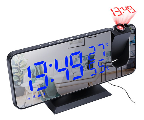 4-in-1 Digital Projection Alarm Clock With Mirror Surface