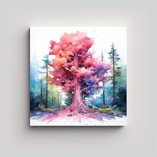 50x50cm Cuadro Vintage Mural De Un Árbol Redwood En Colores