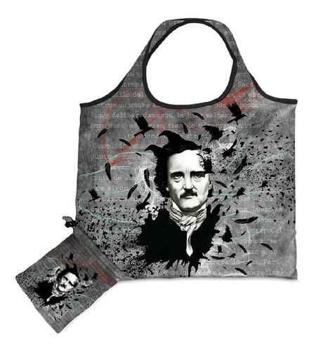Bolsa Plegable Con Dibujo De Edgar Allan Poe - El Cuervo