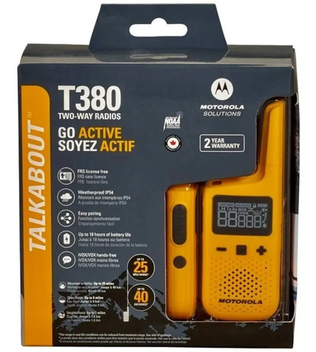 Imagen 2 de 7 de Walkie Talkie Handy Motorola T380 22 Canales Ivox/vox 40km