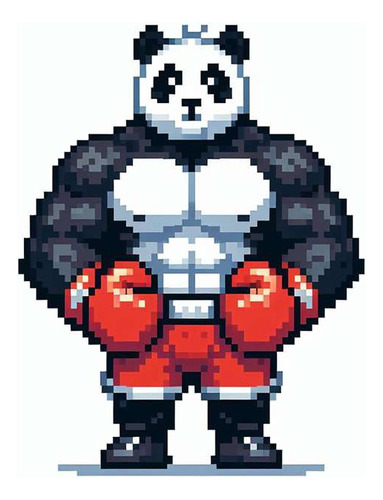 Vinilo 20x20cm Panda Bear Boxeador Con Guantes Pelea