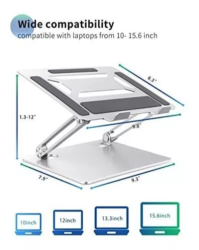 SOUNDANCE Soporte para laptop, elevador de computadora de aluminio,  elevador ergonómico para computadoras portátiles, soporte de metal  compatible con