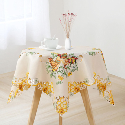 Mantel De Pascua Compatible Con Mesa Redonda Bordado 58x58cm