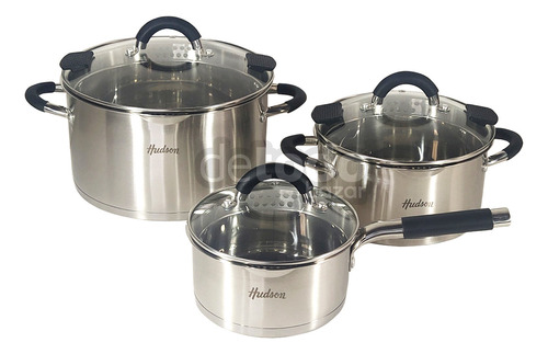 Bateria 6 Piezas Induccion Hudson Acero Inox Triple Fondo 