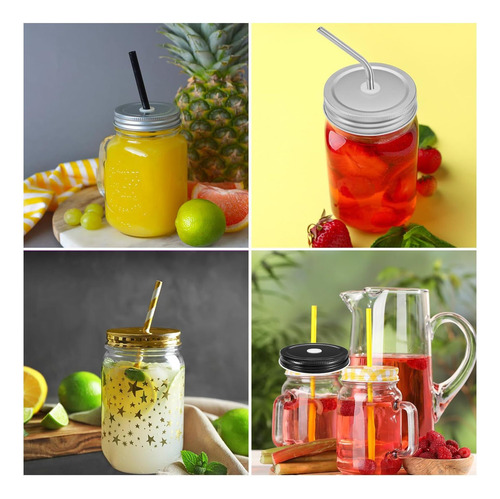 Uxcell 6 Pcs Boch Mason Jar Tapas Con Agujero De Paja, Tapas