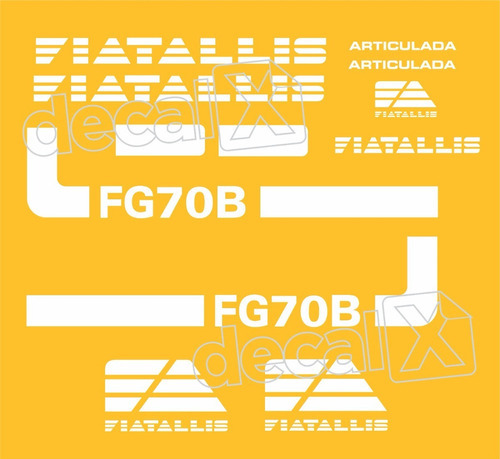 Adesivo Motoniveladora Compatível Com Fiatallis Fg70b Antigo Cor ADESIVO EMBLEMA GRÁFICO FG 70B