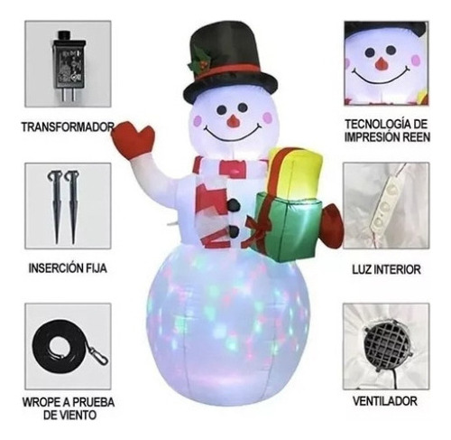 Boneco De Neve De Natal Led Infláveis De 1,5 M
