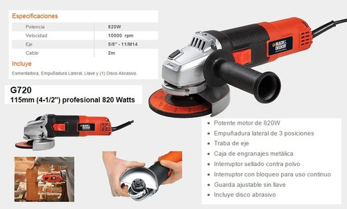 Amoladora Angular Black Decker G720 (115mm)