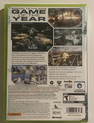 Tom Clancys Ghost Recon Advanced Warfighter 2 Xbox 360 (Usado)