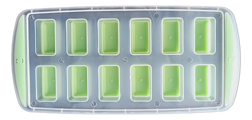 Cubetera Silicona Plástico 12 Hielos Cubitos Freezer Cocina Verde