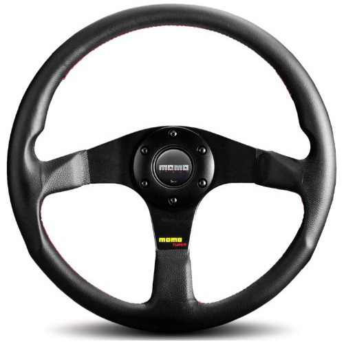 Momo Tuner Black 350 Steering Wheel With Red Stitching