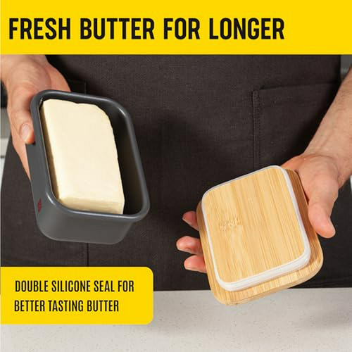 Butter Dish With Bamboo Lid - Countertop Butter Stick Contai