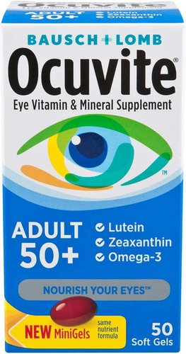 50gels Vitaminas Lutein Zeax Om3 /p Ojos Ocuvite Adulto 50+ Sabor Sin Sabor