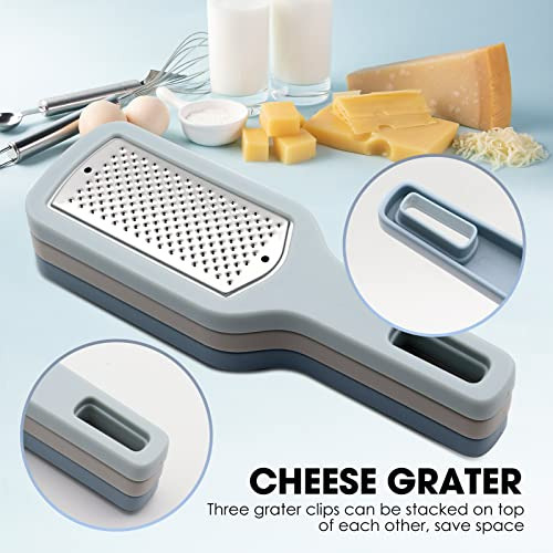 Rallador De Queso Con Mango, 3-en-1 De Acero Inoxidable Y Pl