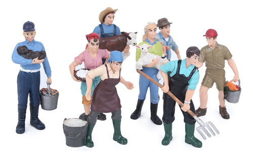 16pcs Simulação Fazenda Personagem Modelo Conjunto Fazendeir