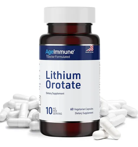 Orotato De Litio 10 Mg 60 Cápsulas Apoyo Memoria Bienestar E