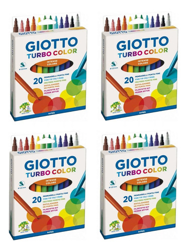 4 Cajas De Marcadores Giotto Turbo Color X 20 Colores