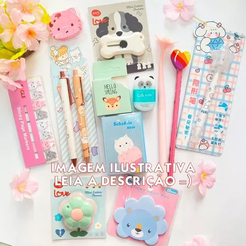 Caixa Surpresa Papelaria Kawaii 15 Itens + Muitos Brindes - Dupari