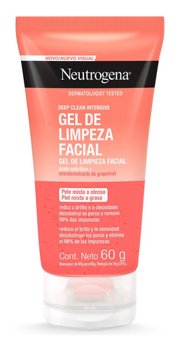 Gel Limpiador Facial Neutrogena Deep Clean Toronja 60g Mixta A Piel Grasa Día/noche