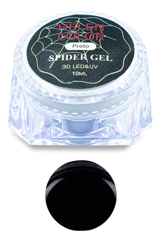 Spider Gel Decoração Unhas Teia De Aranha Led Uv Helen Color Cor Preto