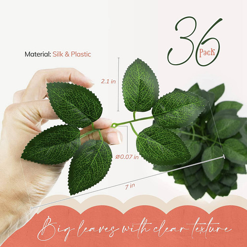 Hojas Artificiales Falsas Para Decoración De Rosas, 36 Pulga
