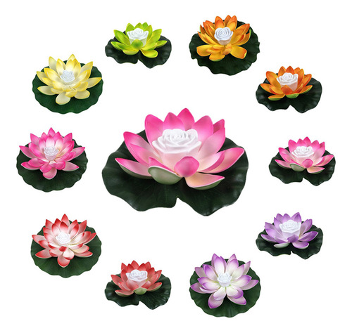 Luz Nocturna Artificial Flotante De Loto Led Lotus Energy