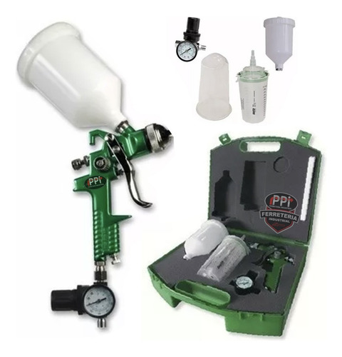 Pistola Pintar Mota Kit P700b Gravedad Hvlp Y Maletin C/acc Verde