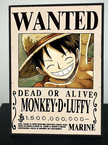 Cuadro Anime One Piece Recompensa Luffy 31x43 Madera