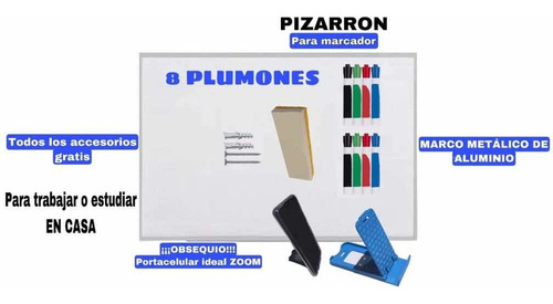 Imagen 1 de 4 de Pintarrones 90x120 Pizarrones Blancos 8 Plumones Borrador