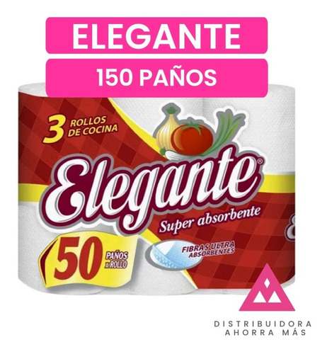Imagen 1 de 3 de Rollo De Cocina Elegante 50 Paños X 3 Rollos