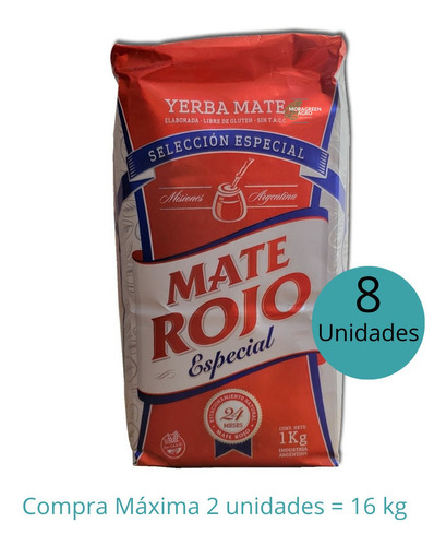 Yerba Mate Rojo Especial Pack 8 Unidades De 1 Kg 