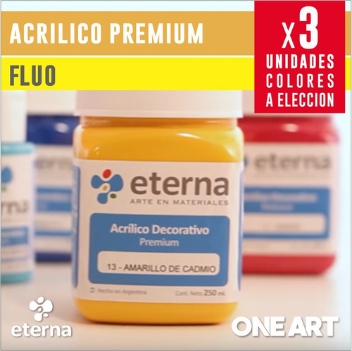 Acrilico Decorativo Fluo Eterna 250ml X3