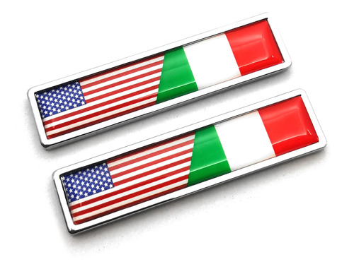 2 Calcomanias De Metal 3d De La Bandera Italiana Americana D