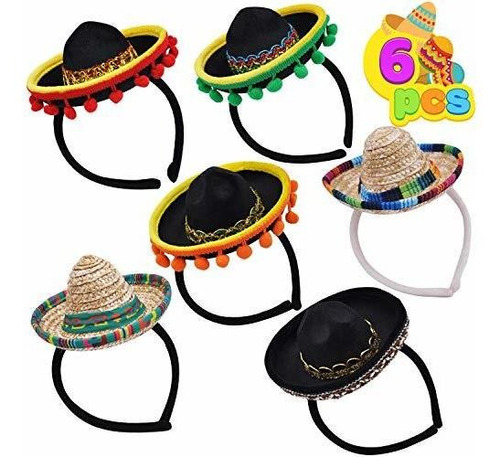 Sombrero Joyin De Paja Tela Con Diadema Para Fiesta Mexicana