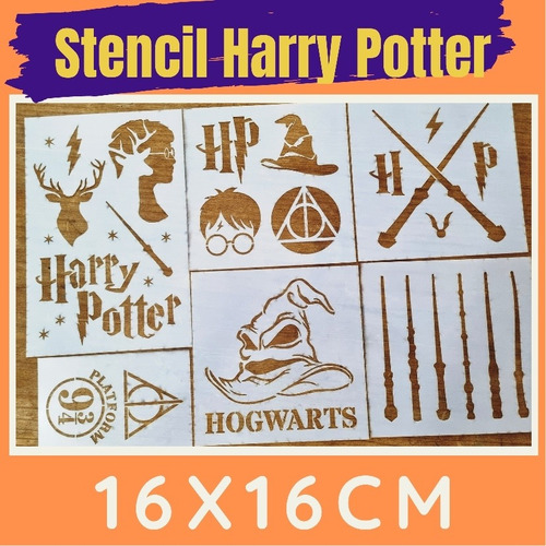 Combo X 6 Stencil Harry Potter De 16x16 Cm Modelos A Eleccio