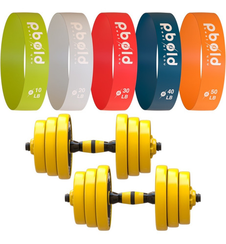 Kit Bandas Resistencia Juego Set Pesas Mancuernas Pbold Gym