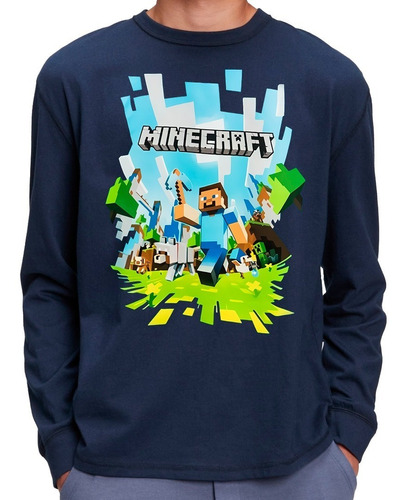 Camiseta Remera Manga Larga De Minecraft 3 Hermosos Diseños