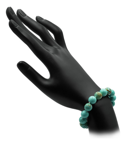 Pulsera De Cuentas Ajustable Turquesa 10mm 15 Pz