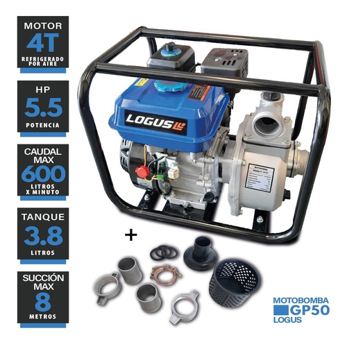 Imagen 1 de 8 de Motobomba 2 Pulgadas 5.5 Hp Logus, 6-cuotas