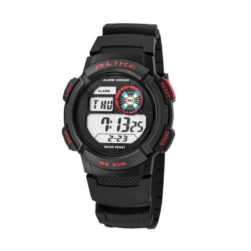 Reloj Hombre Alike Digital Crono Alarma Timer 12lap Wr50m