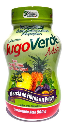 Jugo Verde Mix Fibra Para Mezclar En Polvo 500 Grs Solanum